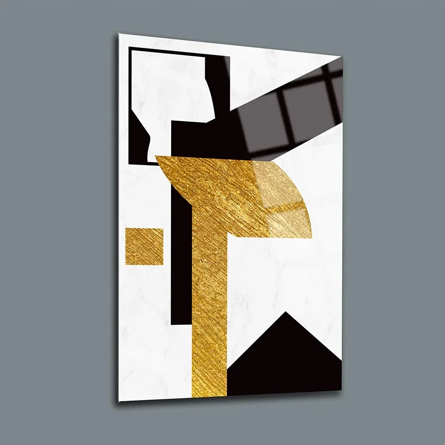 

Geometric Design 4 Decor, Glass Wall Art, Frameless Free Floating Tempered Glass Panel, Home Office Living Room Decoration,