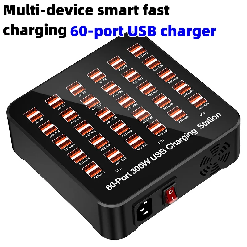 

Multi-port usb charger 30 50 60 multi-hole android 15 mobile phone socket live studio high power charging pile fast charger usb