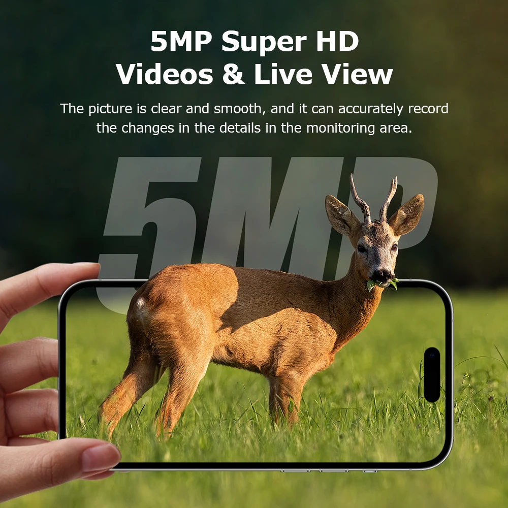 사냥용 트레일 카메라 5MP 940nm 적외선 야간 투시 기능 방수 야생동물 모니터링 및 정찰용 카메라