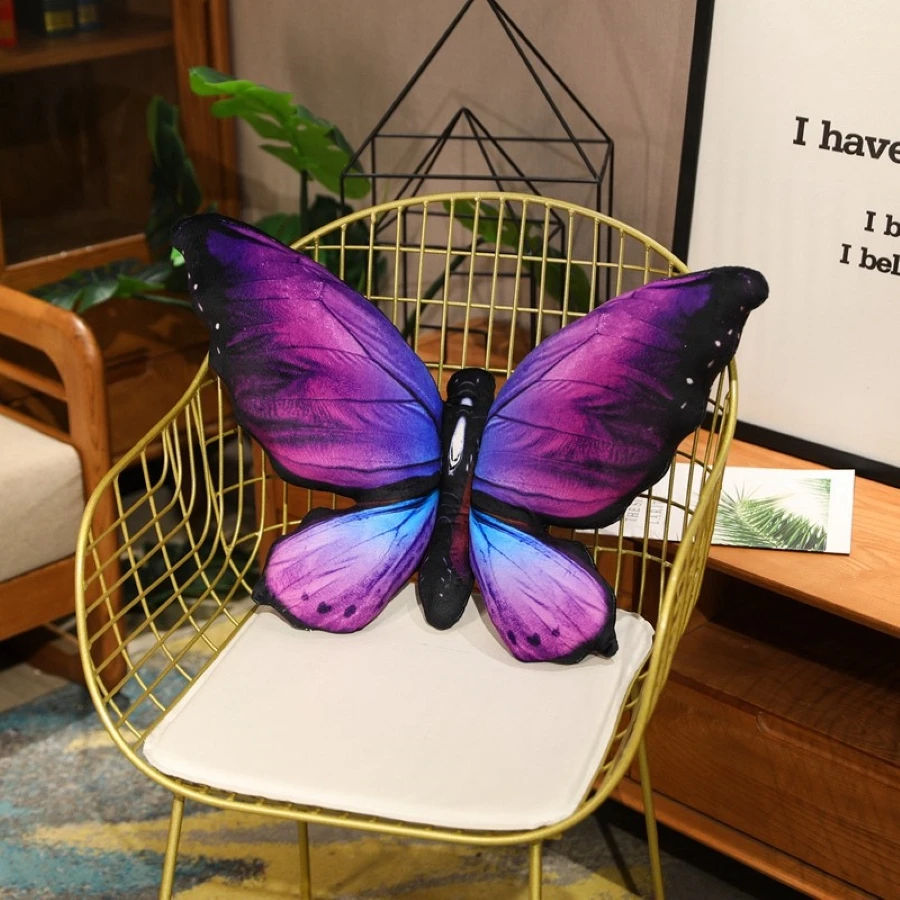 Rianpesn Cojín En Mariposa, Cojín Asiento Felpa, Cojines Decorativos Realistas Con Adorno Mariposa Para Dormitorio, Granja, Sala Estar, Sofá, 15.75 X 11.81 Pulgadas
