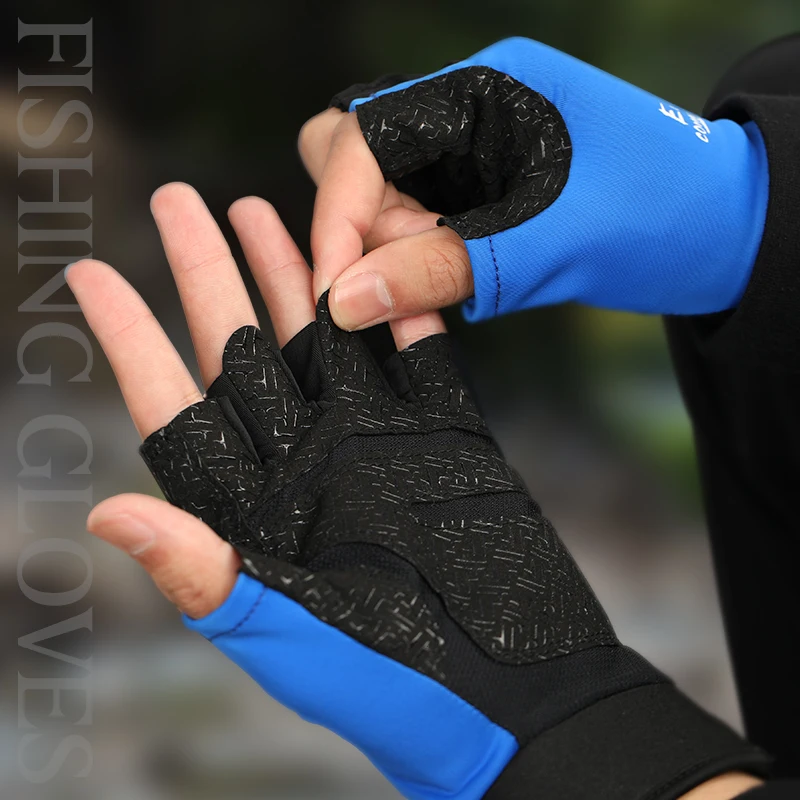 Fingerless Gloves Fishing Gloves TSURINOYA Summer Half Finger Gloves Outdoor Sport Fishing Gloves Quick Dry Breathable Sun Protection Anti-slip Thin