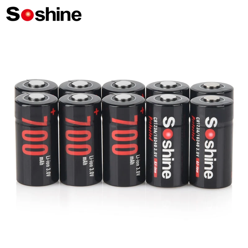 SOSHINE 16340 Li ion Battery 3V 700mAh, Rechargeable CR123 Lithium Battery Protected for Gas Meter Wireless Door Alarm