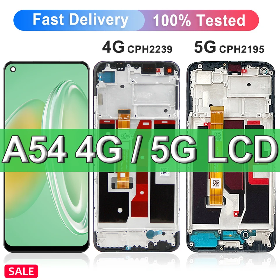 Ecran LCD et Vitre tactile Noir Sur Châssis Pour Oppo A54