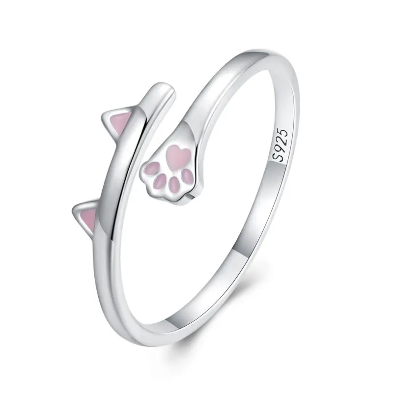 Elegant Adjustable Sterling Silver Zircon Open Ring