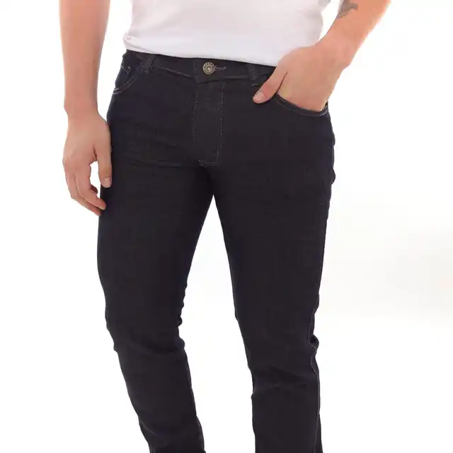 Premium Skinny Jeans para Homem, Lavagem, Azul Escura Modelo