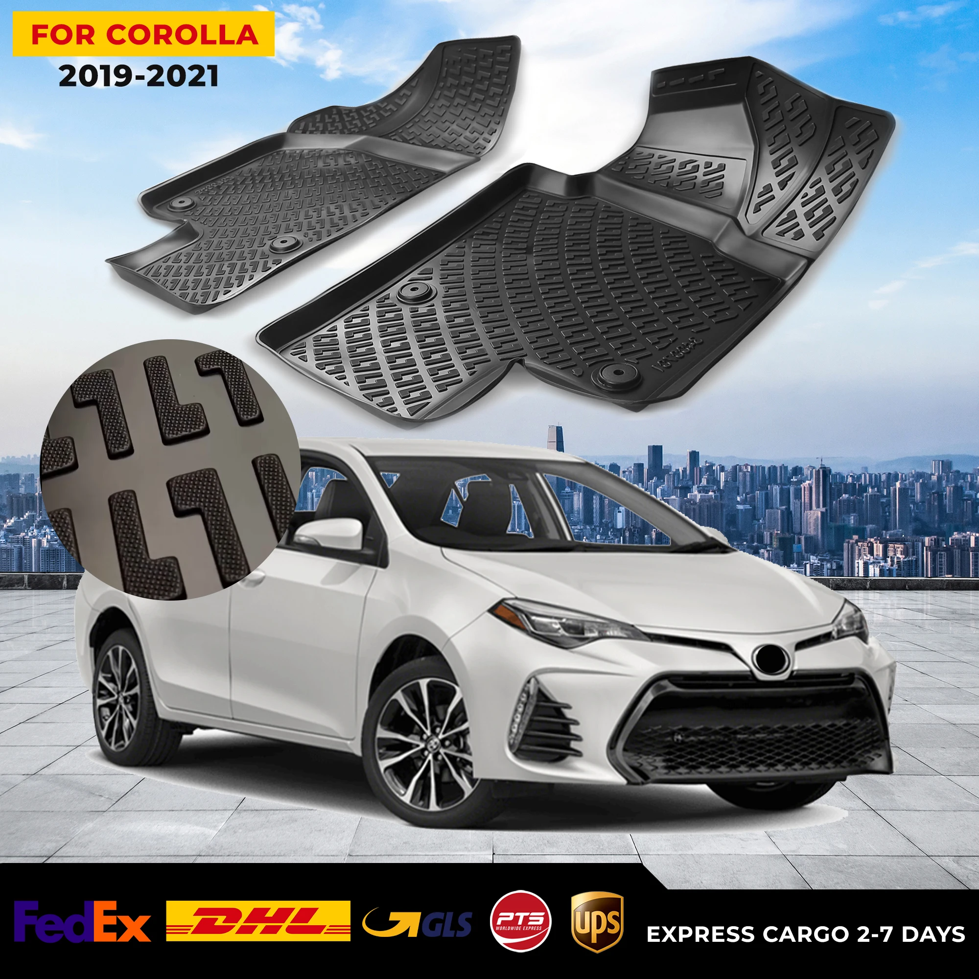 

3D Car Floor Liner For Toyota Corolla 2019-2021 Waterproof Special Foot Pad Fully Surrounded Mat Accessories Rugs Non-slip