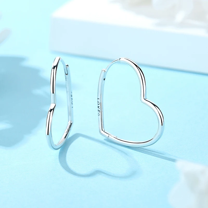 New 2026 Original 925 Sterling Silver Earrings For Women Piercing Hoop Love Heart Earings Rose Gold Wedding Gift Luxury Jewelry - 6