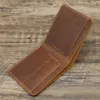 Minimalism Genuine Leather Crazy Horse Hand-made Men's Purse Vintage Card Holder Wallet Dollar Purses Money Clip 1