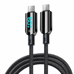 High - Speed LED Display USB - C Charging Cable | Durable Braided Design for Fast Charging and Data Transfer (USB C to USB C)