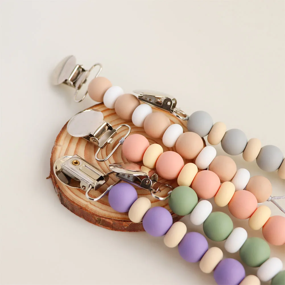 erduo Silicone Baby Pacifier Clip Chain Leashes & Cases for Boy and Girl Beaded Teether Soothie Holder