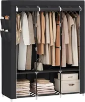 Portable Closet, Wardrobe Closet Organizer with Cover, 3 Hanging Rods and Shelves, 4 Side Pockets, 51.2 x 17.7 x 65.7 Inches, La 1