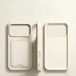 Enhanced Card Wallet Phone Case - Stylish Shockproof Back Cover with 3 - in - 1 Functionality - iPhone 15 Plus (Beige)