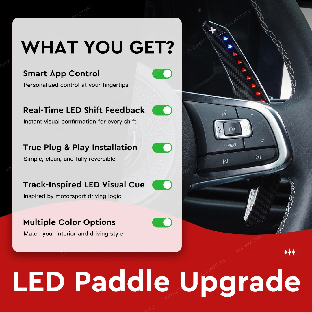 폭스바겐 VW MK7 골프 MK7.5 골프 R 아레톤 시로코 골프 7 모델용 TDD 스마트 LED 패들 시프터 스마트 원
