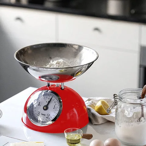 Kitchen Scales, Analog, Stainless Steel, Removable Bowl