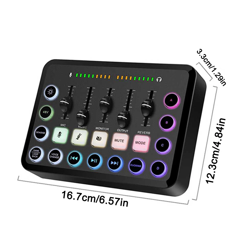F11 Sound Card Streaming 5-Channel Audio Mixer Live Sound Card Mixer Professional Studio for Game Voice Podcast Live Streaming