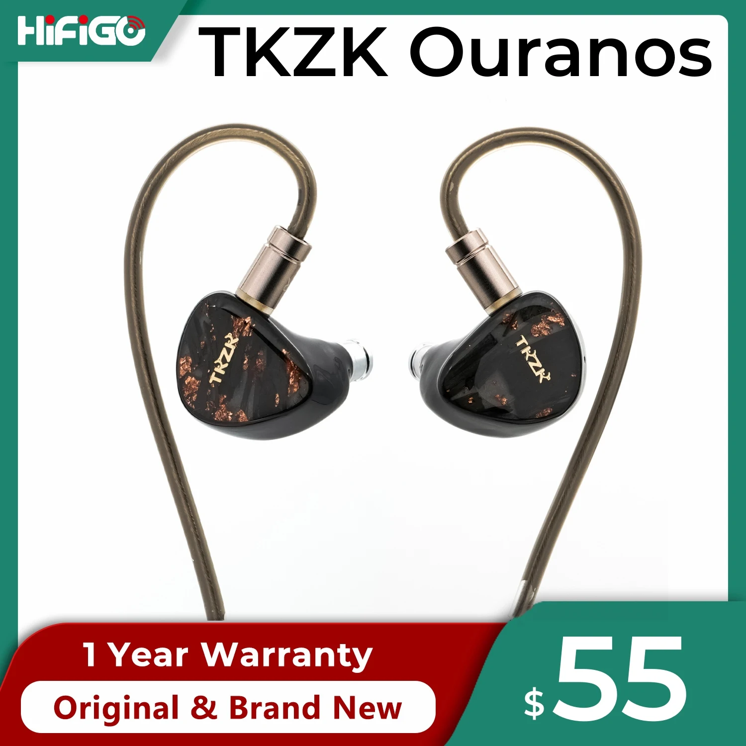 

TKZK Ouranos 10mm Dual-Cavity Dynamic Driver IEM Earphones CNT Diaphragm N52 Neodymium Magnet Single-dd In-ear Wired Headphone