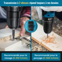 Perceuse à percussion électrique sans fil, tournevis électrique, 25+3 réglages de couple, perceuse à main compacte, outils électriques à batterie rechargeable 5