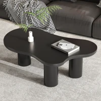 Table basse moderne Black Cloud, table d'appoint irrégulière à finition laquée brillante pour salon 4