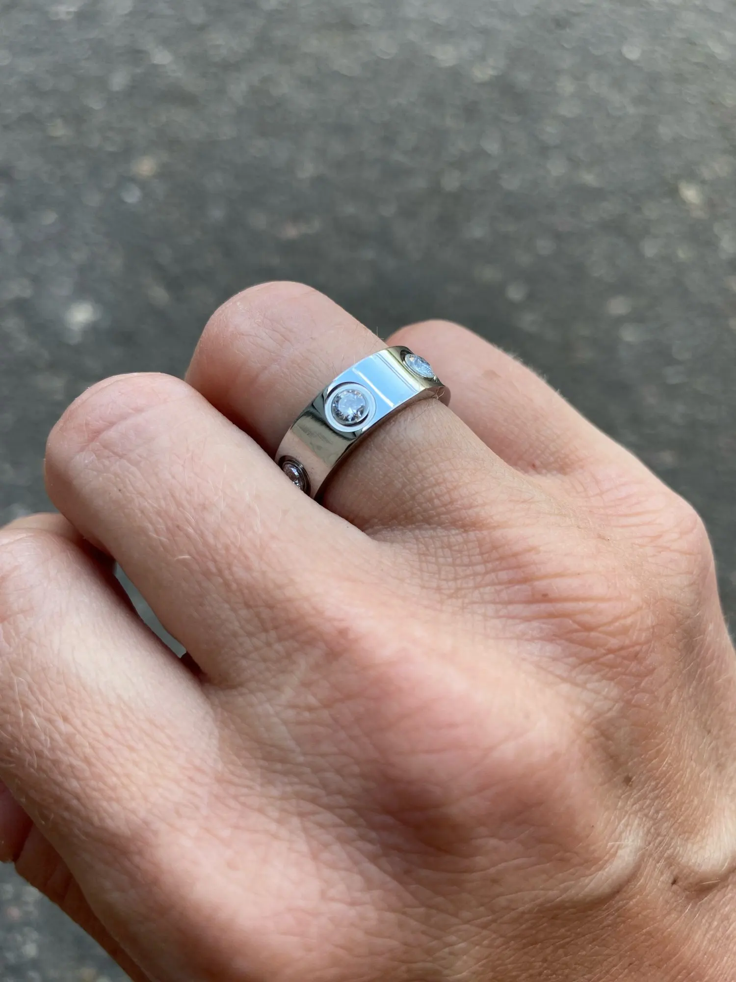 Rose Gold Silver Color Love Ring för Kvinnor Män Par CZ Crystal Ringar
