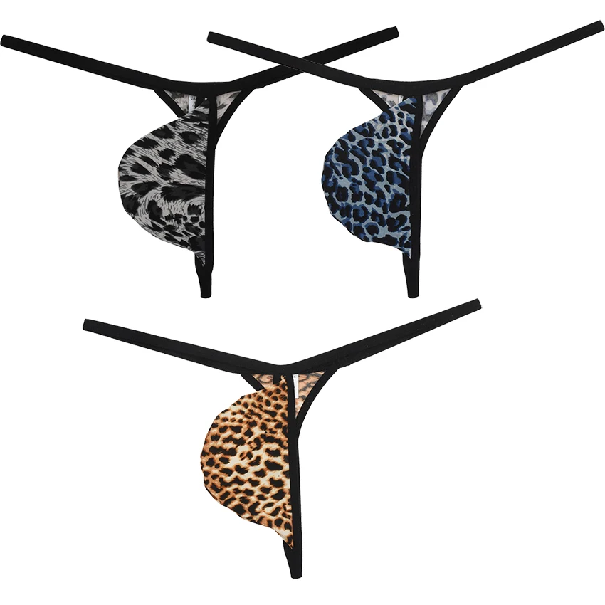 Unleash Men'S Confidence With Leopard Print Underwear T-Back Design Micro Bikini Enhancing Pouch Bold Style Minimal Coverage