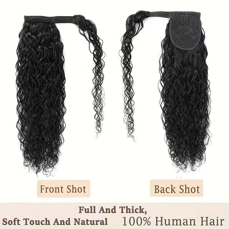 Water Wave Ponytail Human Hair Extensions Wrap Around Clip In Ponytail Extensions For Women 10-30 Inch Magic Paste Pony Tail human hair extensions