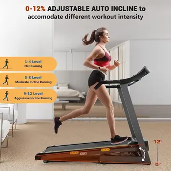Treadmill with Auto Incline Folding Electric Running Machine 17'' Electric Treadmills 2.5HP/8.5MPH with 15 Training Programs 4