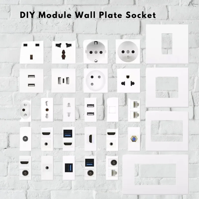 Universal HDMI USB Wall Plate Socket Panel DIY Module for Brasil Chile ...