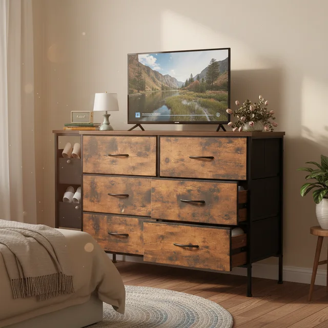 6-Drawer Dresser for Bedroom, Large Capacity Storage Cabinet for Daily Use, Perfect for Dorm & Home Bedroom