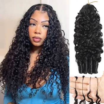 Burmese Curly Boho Braids Human Hair For Braiding Feathered Human Crochet Hair Miracle Knots Crochet 100% Human Hair Extensions 1