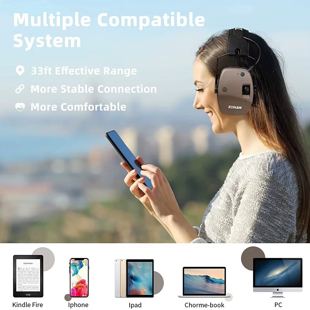 zohan 5.0 Bluetooth Earmuffs casque anti bruit Tactical Shock outdoor hunting security protection active shooting headphones