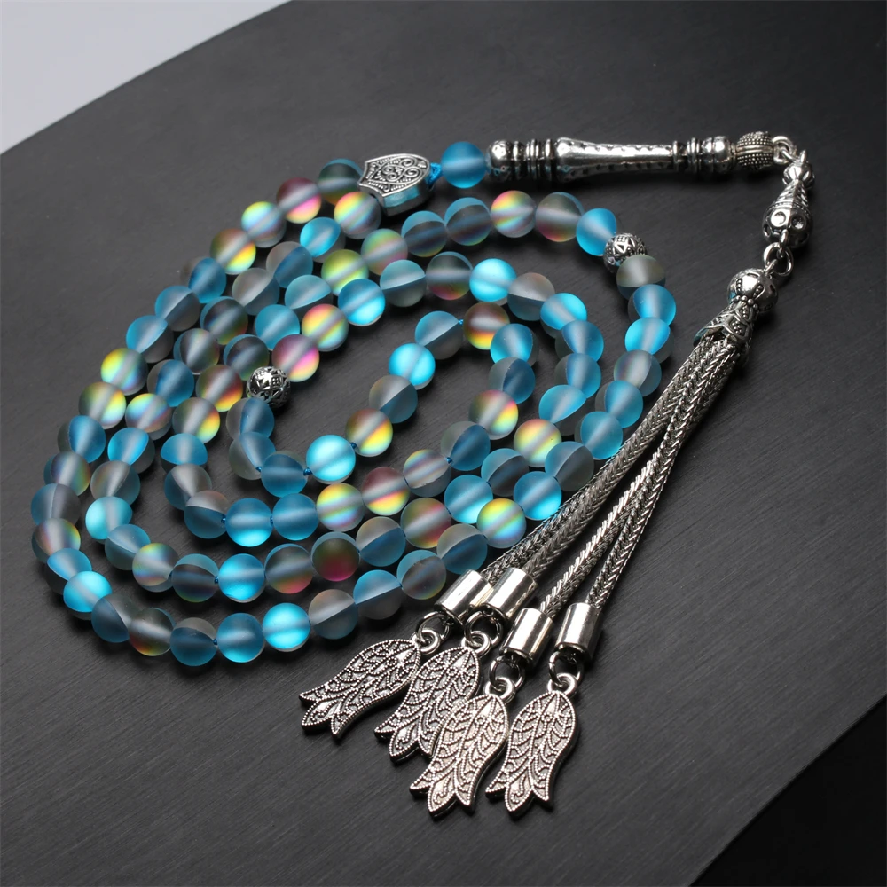 Chapelet Subha de luxe à 99 perles en cristal décoration métallique et  perles - Couleur bleu roi