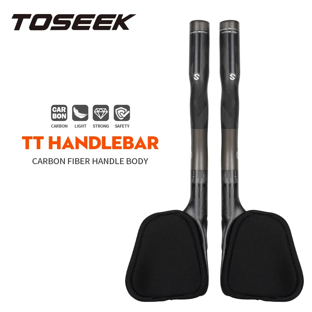 TOSEEK bicycle handlebar, full carbon ultralight TT road handlebar 340mm extended racing bike rest bar