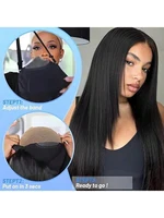 Perruques Lace Front en Cheveux Humains Lisses, Densité 200%, 28 Pouces, 13x4, Sans Colle, Prêtes à Porter, Pré-Pluckées et Pré-Coupées, pour Femmes Noires 5