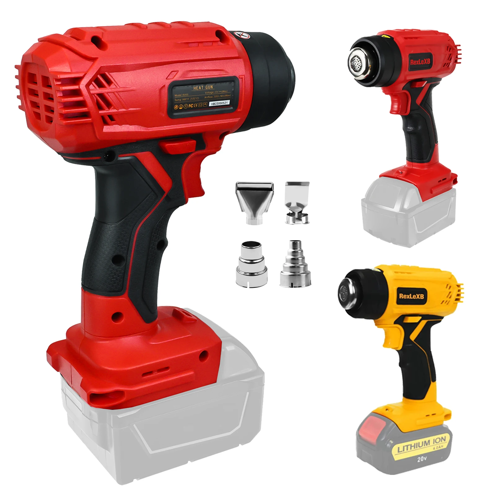 Pistola Termica A Batteria Da 400W Per Dewalt/Milwaukee 20V Max Batteria Termoretraibile Protezione Da Sovraccarico Pistola Ad Aria Calda (Senza Batte