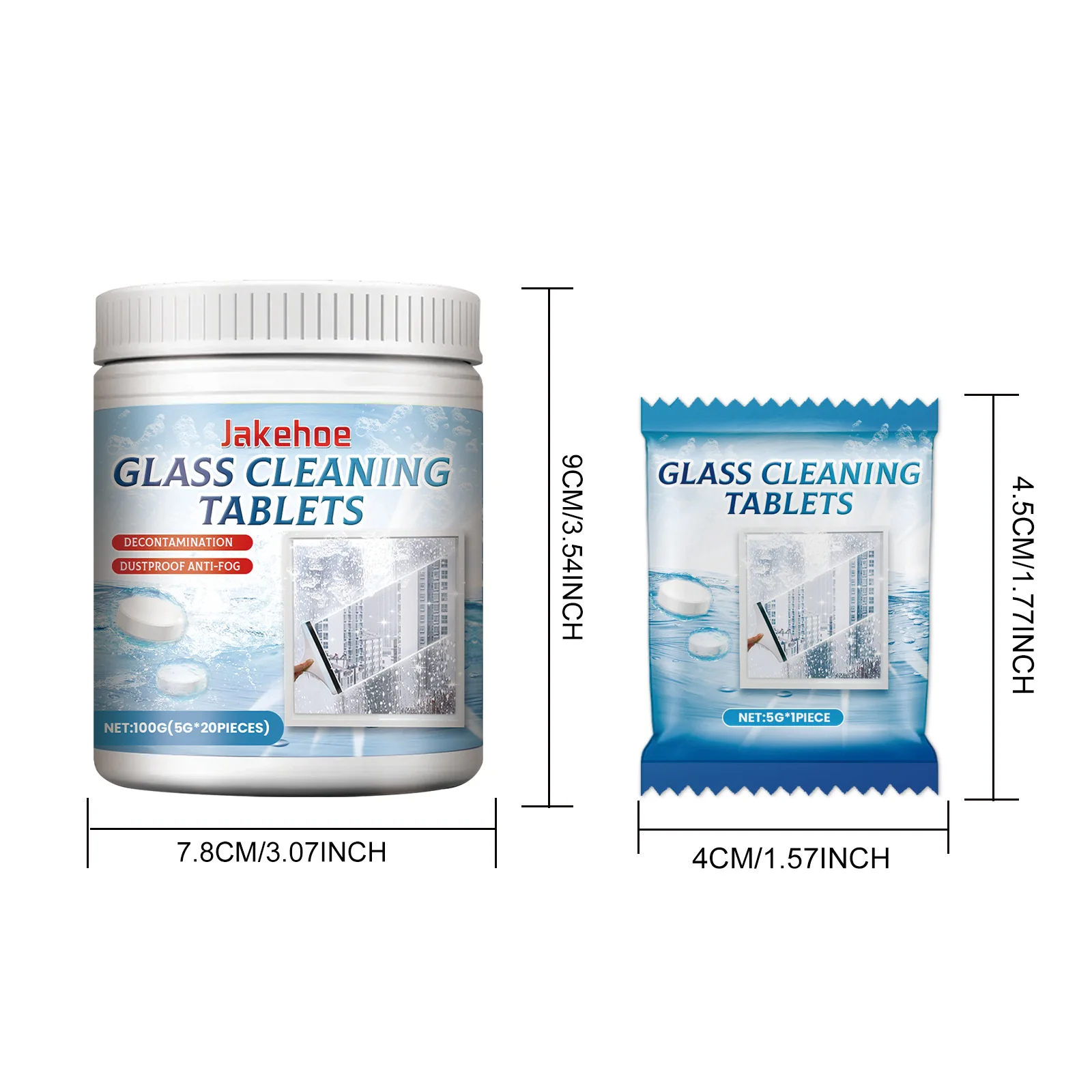 Jakehoe 20pcs Glass Cleanings Tablets Stain Remover Heavy Oil Stain Cleaner Dust Washing  Windscreen Glass Brightening Cleaner