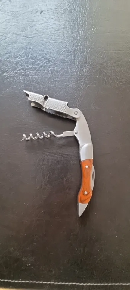 Wine Opener, Double Hinged Manual Wine Key for Bartender, Server, Waiter, Stainless Steel Wine Bottle Opener Corkscrew photo review