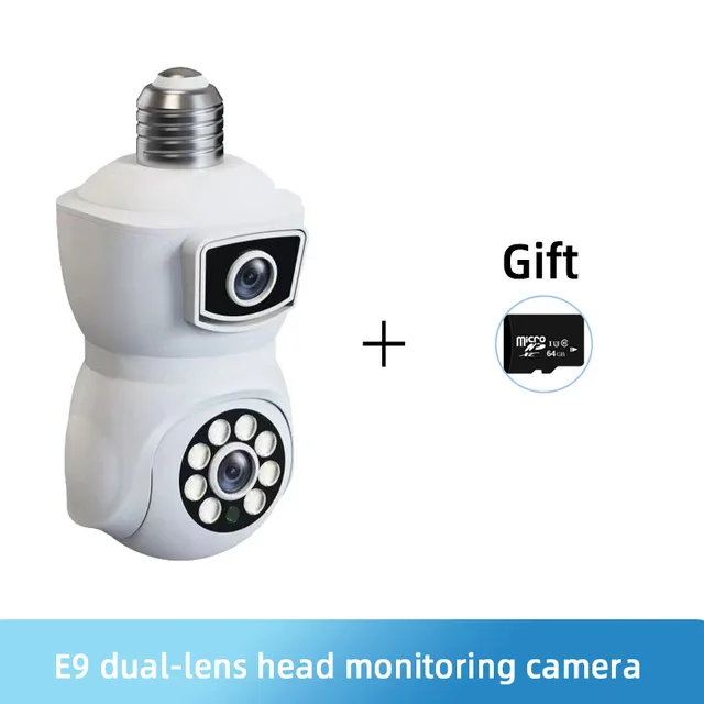 Bulb WiFi Camera Dual Lens Dual Screen Auto Tracking Two Way Audio Color Night Vision OutdoorSurveillance Camera 1