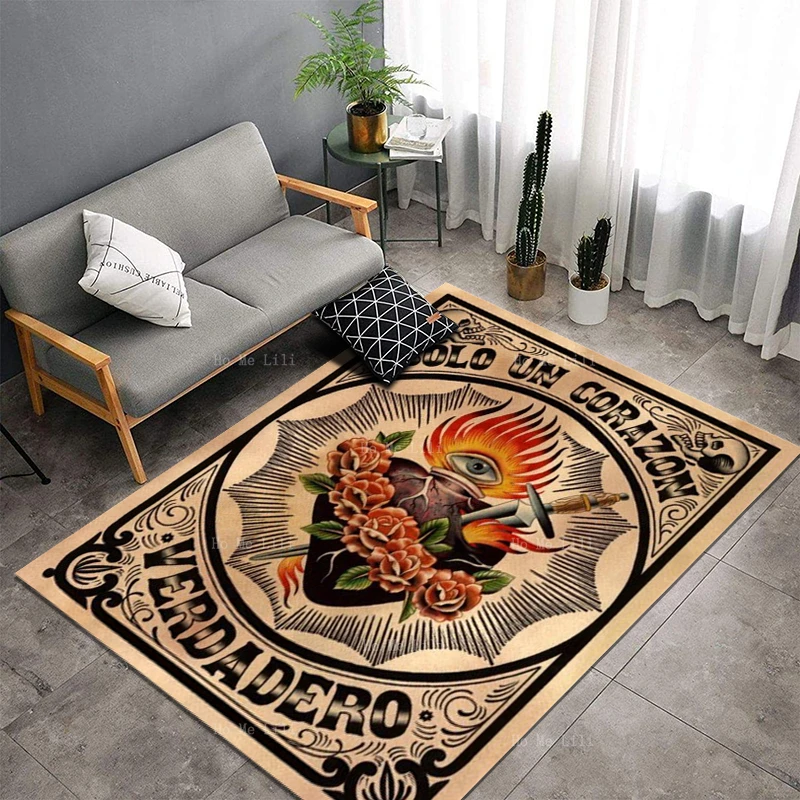 Vintage Coffin Flower Skeleton Print Carpet Living Room Rug - Temu