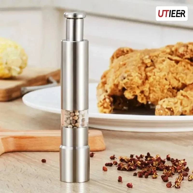 

Stainless Kitchen Salt Pepper Grinder Portable Salt Mill Manual Pepper Mill Salt Shaker Steel Spice Grinder Barbecue Accessories