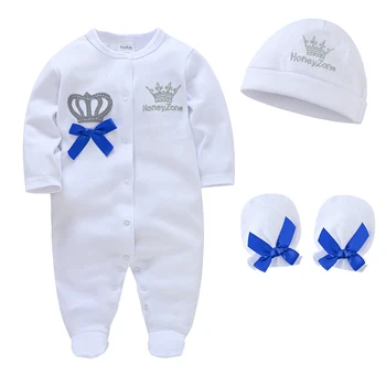 4 Pz/lotto Bianco Vestiti Del Bambino Set Ragazzi Roupa de bebes Neonate Abbigliamento Pianura Set di Abbigliamento Per Bambini Pagliaccetti Neonato Cotone 0-9M 1