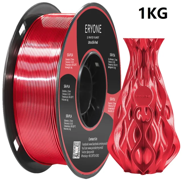 ERYONE Clearance Promotion TPU PLA PLA+ Silk Rainbow Ultra Silk 3D Printing Filament 1KG/0.5KG For FDM 3D Printer Fast Shipping Ultra Silk Red