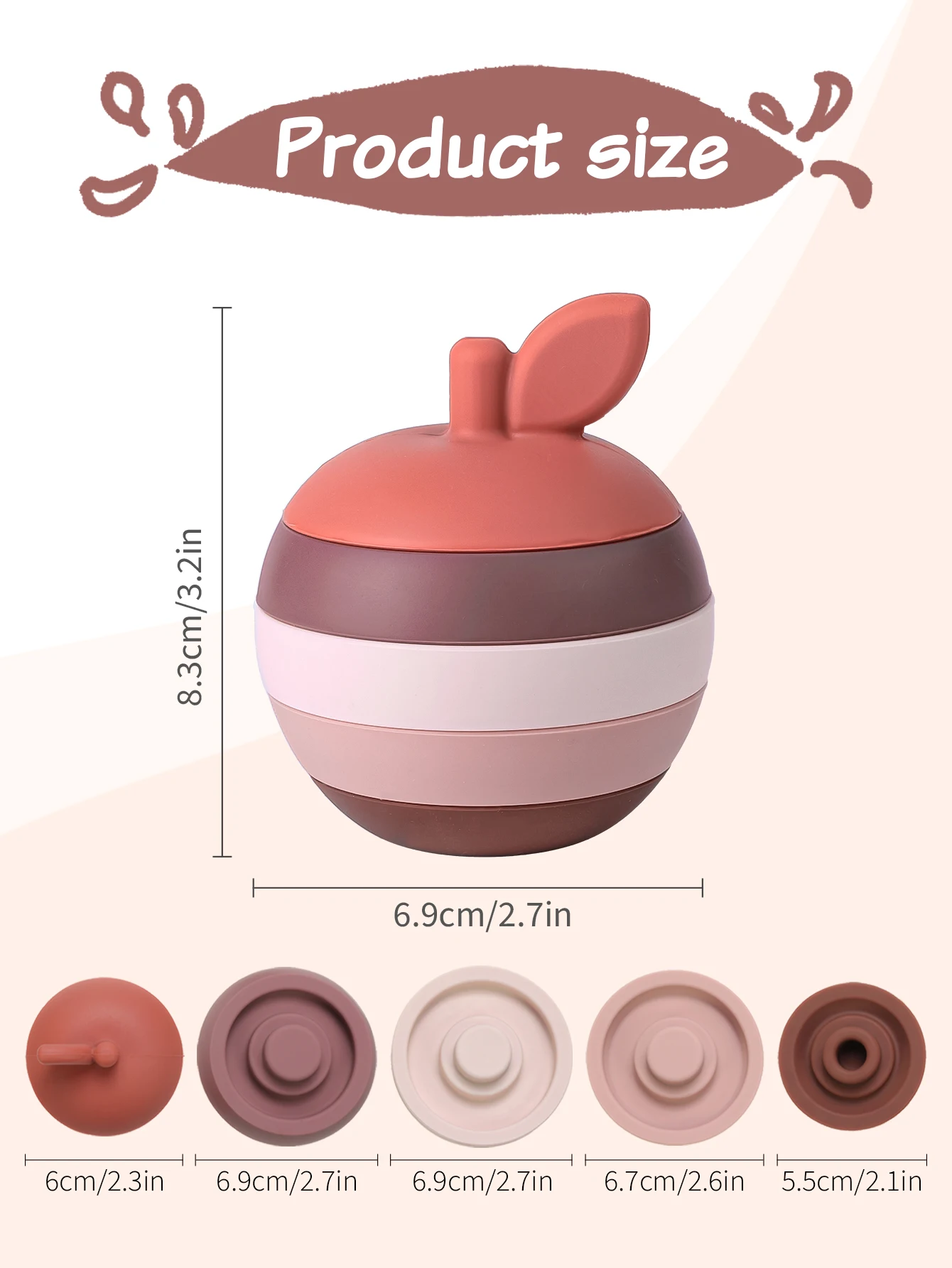 Cute and soft silicone layered fruit biting toy BPA free shape and color matching educational biting toy Christmas gift
