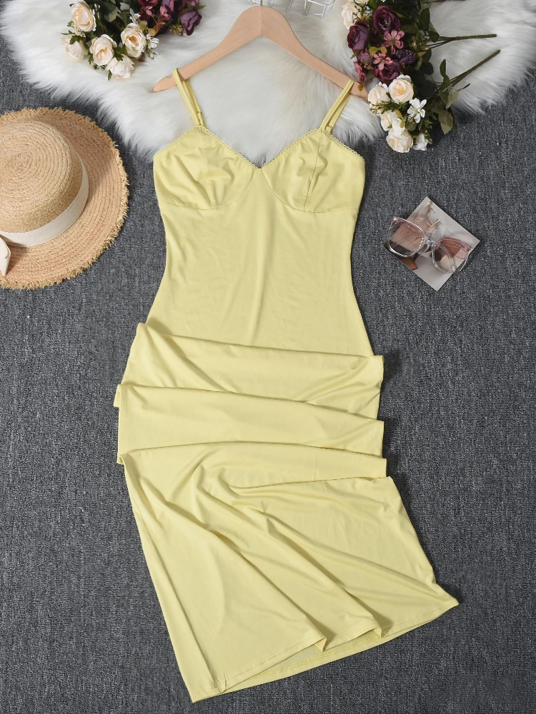 Trendix Women Slim Elegant Maxi Dress Summer Solid High Waist Long Suspender Dresses Vacation Party Sexy Backless Beach Dress 4