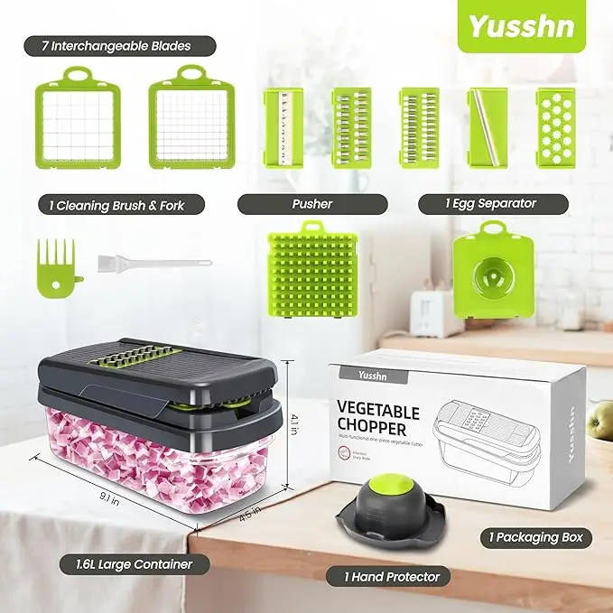 12-in-1 vegetable chopper, 7 blades, includes container (for salad/potato/carrot) 2
