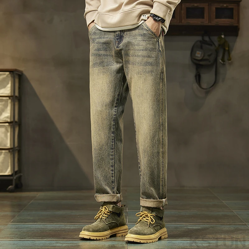 KSTUN Loose Jeans Men Harem Pants Denim Trousers Retro Blue Fashion Paches Pockets Mens Clothing Trousers Vintage Oversize 40 42 3
