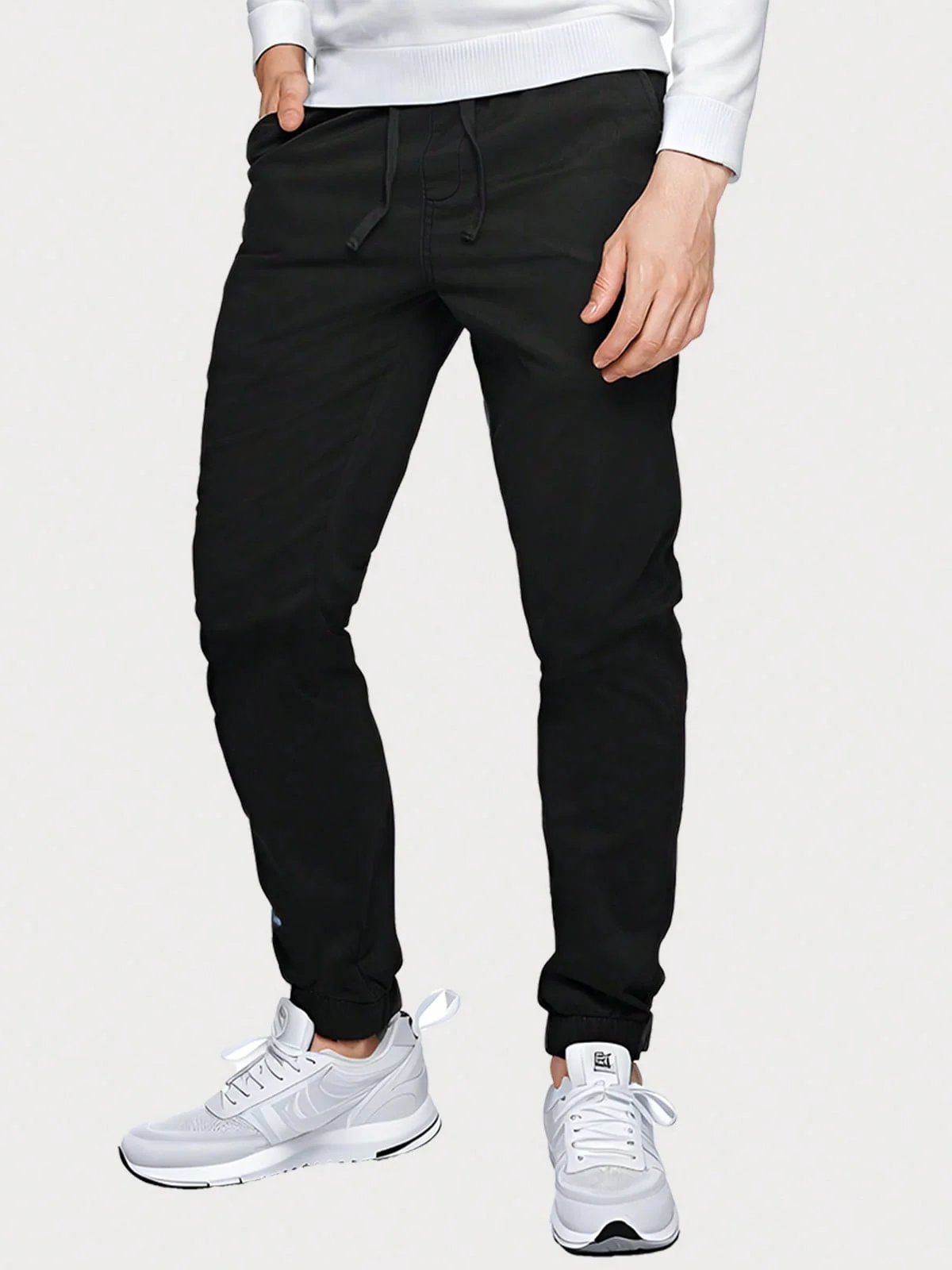 "Men's Elastic Waist Drawstring Jogger Pants with Elastic Cuffs 4