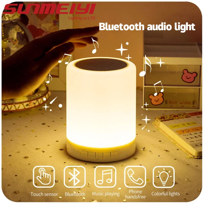 

LED Table Lamp Charging Alarm Clock Audio Night Light Wireless Bluetooth Speaker Desk Lamp настольная лампа lampara mesita noche