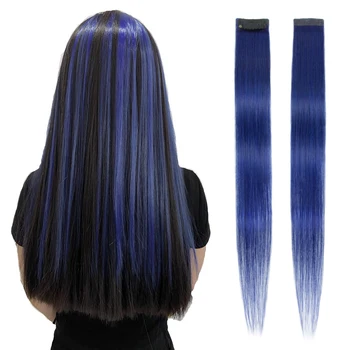 Clip nelle estensioni dei capelli Punti salienti colorati per feste Estensione dei capelli Royalblue Clip di capelli umani veri nelle estensioni Capelli lisci da 20 cm