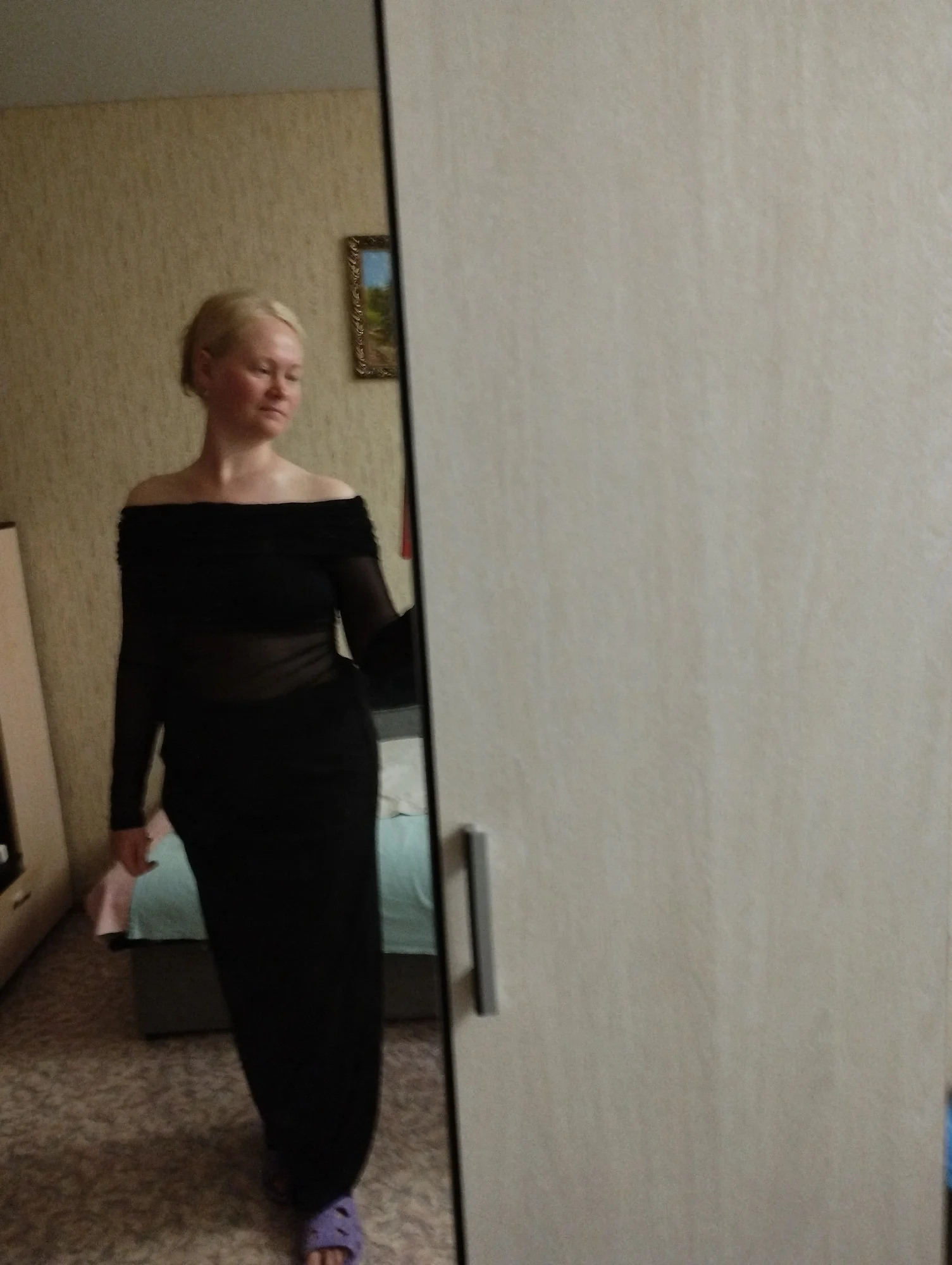 Elegant Off-Shoulder Sheath Maxi Dress for Summer Parties photo review