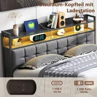 Подушка Rosahqnda, кровать с мягкой подкладкой, гидравлический каркас кровати, серое льняное изголовье, льняная ткань без матраса — изображение 6